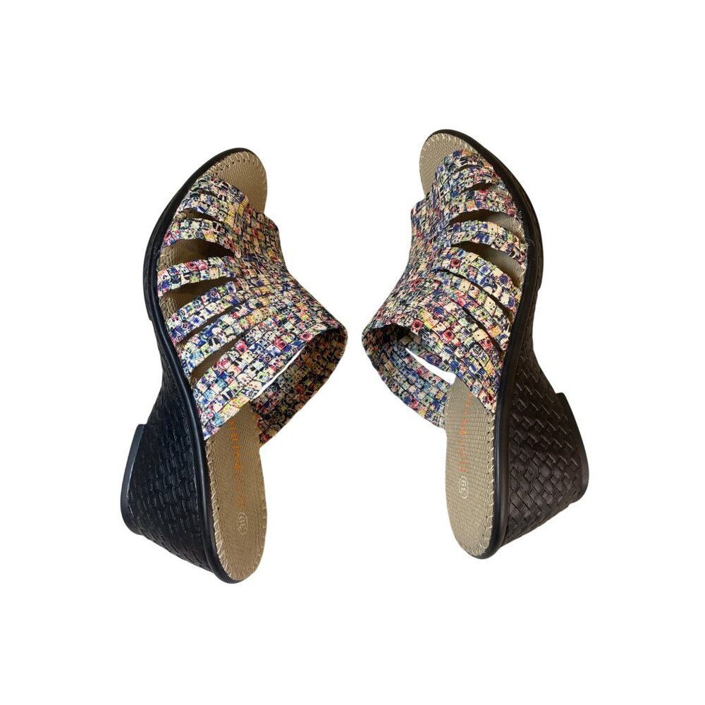 Bernie Mev Multi-Color Woven Elastic Wedge Sandal Shoes Women's EU 39 W's 8 - Picture 14 of 15